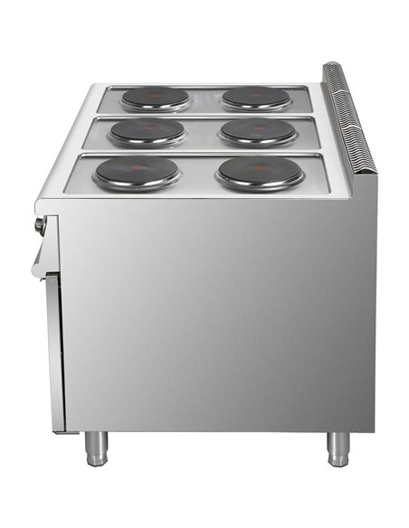 Commercial Electric Cooker 6 Burners with Cabinet Base 15.6kW 900mm Depth | Stalwart DA-HRQ962