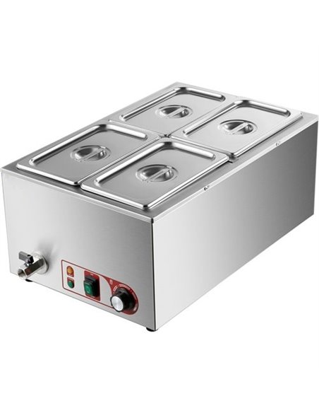 Commercial Bain Marie with Drain Tap 4xGN1/4 Including 4 containers | Stalwart DA-HB4V