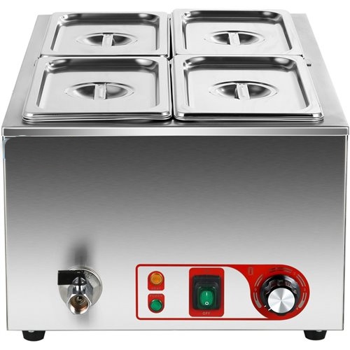 Commercial Bain Marie with Drain Tap 4xGN1/4 Including 4 containers | Stalwart DA-HB4V