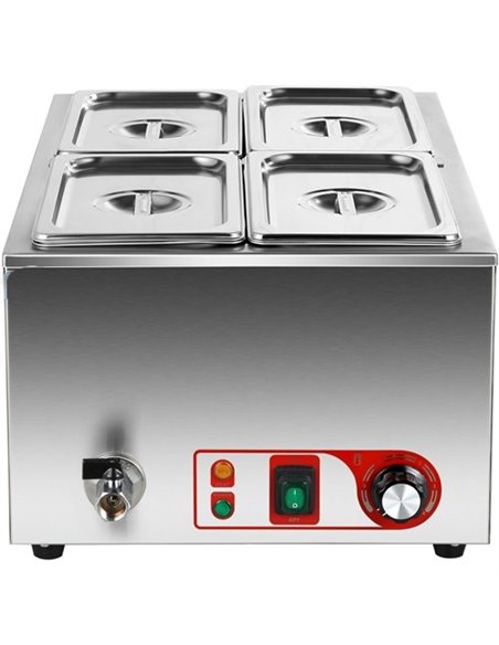 Commercial Bain Marie with Drain Tap 4xGN1/4 Including 4 containers | Stalwart DA-HB4V