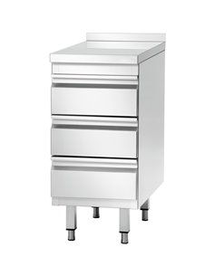 Commercial Drawer cabinet Stainless steel 3 drawers Upstand Width 500mm Depth 600mm | Stalwart DA-THSS3R56A