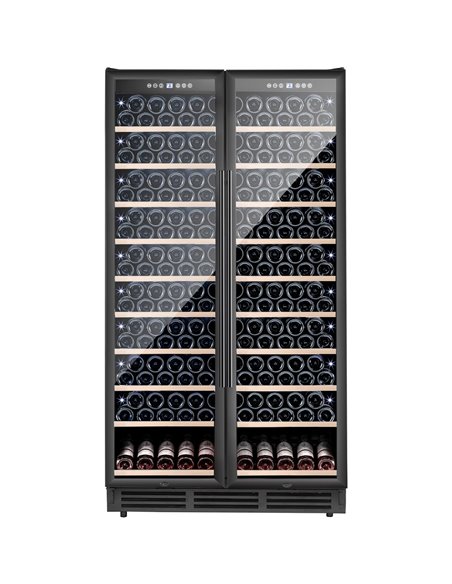 Commercial Dual Zone Double Door Wine Fridge 218 bottles 710L Black | Stalwart DA-YC710B