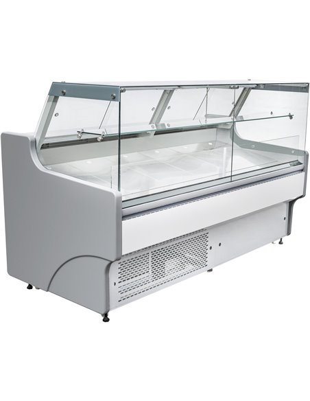 Serve over Deli counter White front Straight glass front Width 1330mm | Stalwart DA-WHITE1309SG