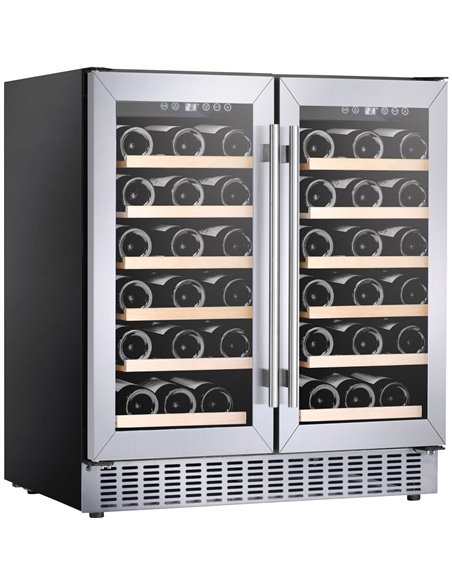 Commercial Dual Zone Double Door Wine Fridge 56 bottles 180L Stainless Steel | Stalwart DA-YC200