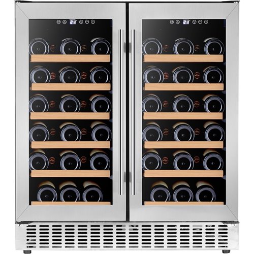 Commercial Dual Zone Double Door Wine Fridge 56 bottles 180L Stainless Steel | Stalwart DA-YC200