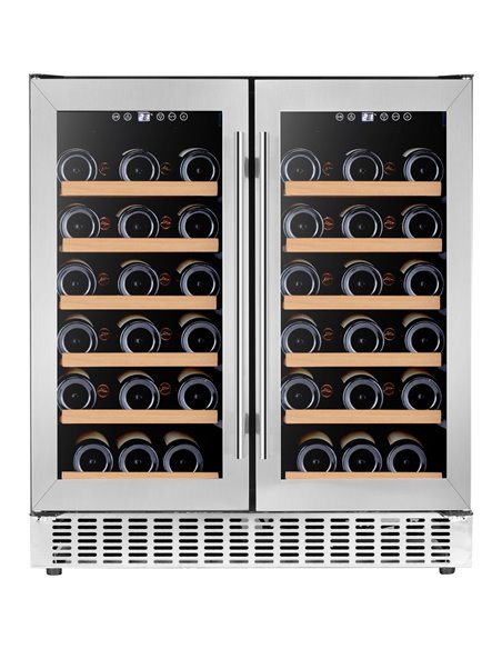 Commercial Dual Zone Double Door Wine Fridge 56 bottles 180L Stainless Steel | Stalwart DA-YC200