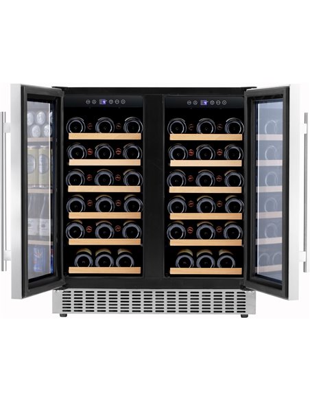 Commercial Dual Zone Double Door Wine Fridge 56 bottles 180L Stainless Steel | Stalwart DA-YC200