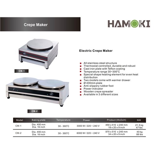 101040 - Crepe Maker 400mm - Twin Crepe Tray