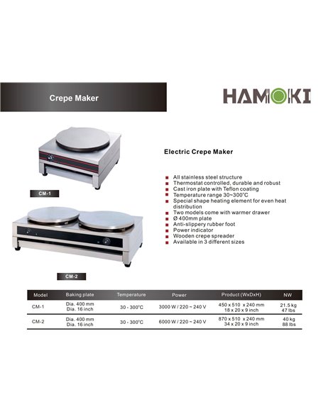 101040 - Crepe Maker 400mm - Twin Crepe Tray