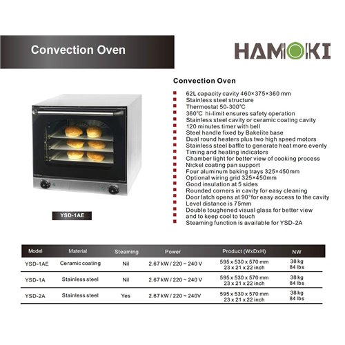 101009 - Convection Oven - 62 Litres with Enamelled Chamber