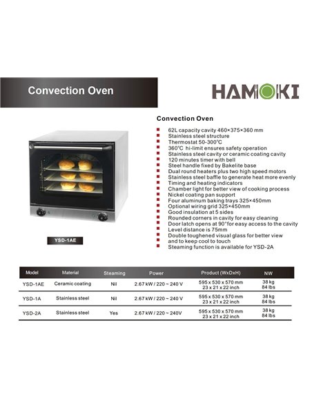 101009 - Convection Oven - 62 Litres with Enamelled Chamber