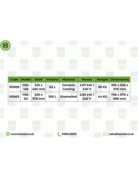 101009 - Convection Oven - 62 Litres with Enamelled Chamber