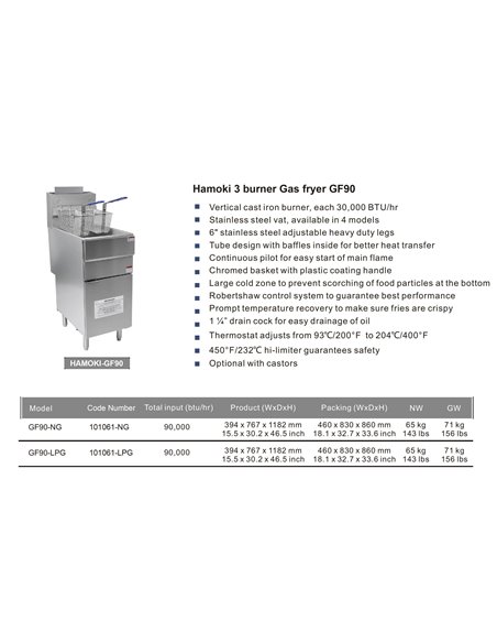 101061 - GF90 18L Single Tank Gas Fryer with Twin Baskets