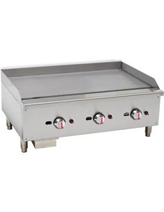 101059-P - Gas Countertop Griddle with Chrome Plate - Triple Control