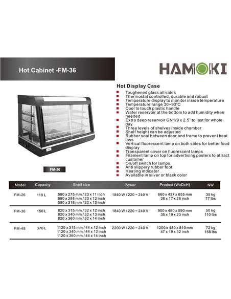 101034 - Hot Display Cabinet - 150 Litres