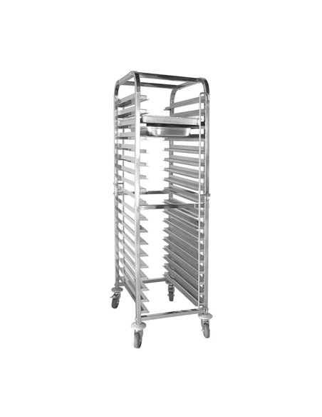 301006 - Multifunctional Racking Trolley 18 Shelves for Both GN Pan 1/1 , 40x60 cm Trays