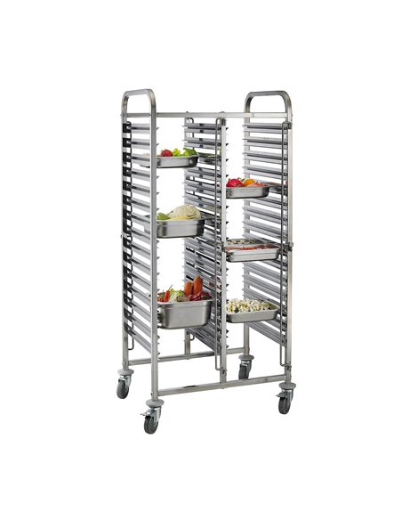 301008 - Racking Trolley 15 Tier Double Row Rack for GN Pan1/1 (30 Shelves)