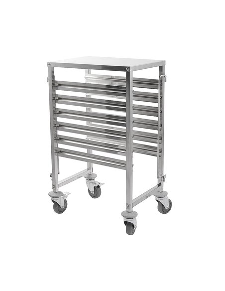 301010 - Racking Trolley 6 Shelves with Work Table Top for GN Pan 1/1