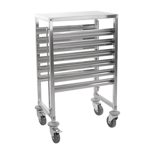 301010 - Racking Trolley 6 Shelves with Work Table Top for GN Pan 1/1