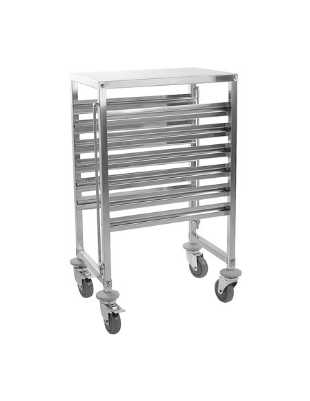 301010 - Racking Trolley 6 Shelves with Work Table Top for GN Pan 1/1