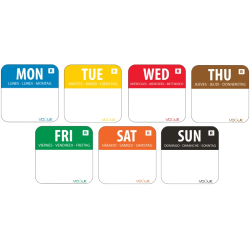 Colour Coded 1" Day of the Week Label kit