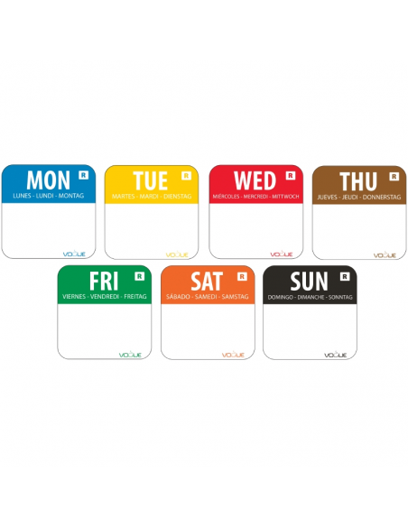 Colour Coded 1" Day of the Week Label kit | S151 | Next Day Catering