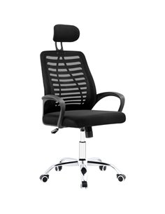 Mesh Office Chair with Headrest Black &amp Chrome | Stalwart DA-HY805