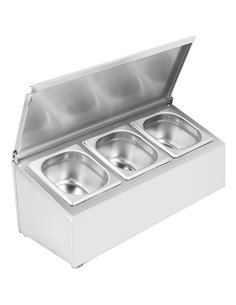 Commercial Condiment Holder with lid including 3xGN1/6-150mm containers Stainless steel | Stalwart DA-CHD03ADFL