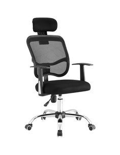 Mesh Office Chair with Headrest Black &amp Chrome | Stalwart DA-HY804
