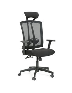 Mesh Office Chair with Headrest Black | Stalwart DA-HY632