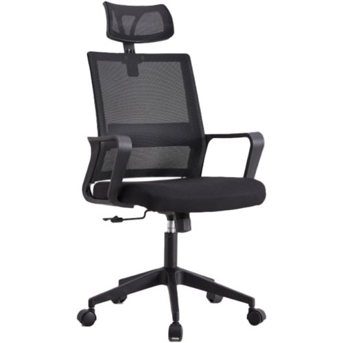 Mesh Office Chair with Headrest Black | Stalwart DA-HY695