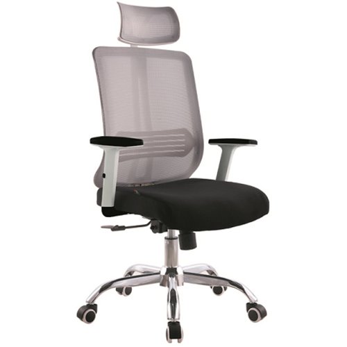 Mesh Office Chair with Headrest Black &amp Grey | Stalwart DA-HY803