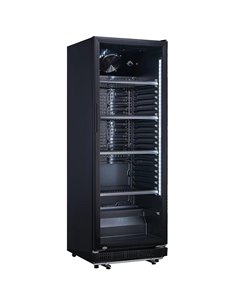 Commercial Drink cooler Upright 326 litres Fan assisted cooling Hinged glass door Black | Stalwart DA-LG360XPBLACK