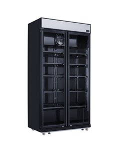 Commercial Bottle cooler Upright 773 litres Fan cooling Twin hinged doors Black Canopy Light | Stalwart DA-LG805BBLACK 2
