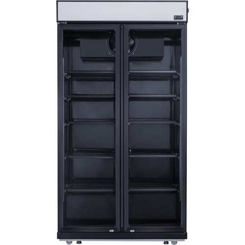 Commercial Bottle cooler Upright 773 litres Fan cooling Twin hinged doors Black Canopy Light | Stalwart DA-LG805BBLACK