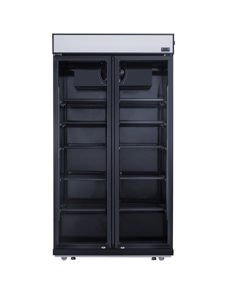 Commercial Bottle cooler Upright 773 litres Fan cooling Twin hinged doors Black Canopy Light | Stalwart DA-LG805BBLACK