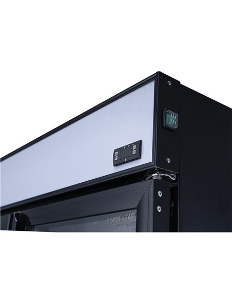 Commercial Bottle cooler Upright 773 litres Fan cooling Twin hinged doors Black Canopy Light | Stalwart DA-LG805BBLACK