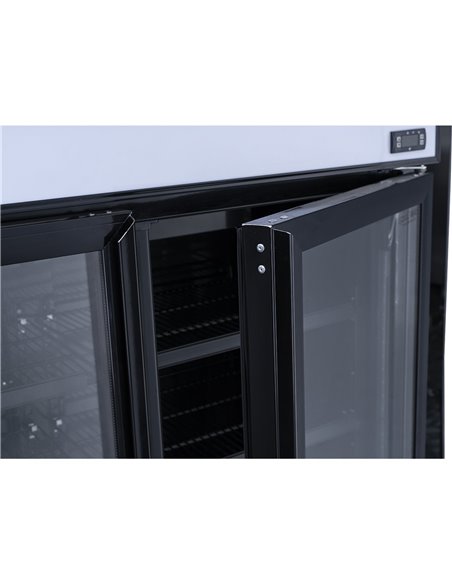 Commercial Bottle cooler Upright 773 litres Fan cooling Twin hinged doors Black Canopy Light | Stalwart DA-LG805BBLACK