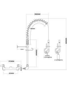 Pre Rinse Spray Unit Wall mount Double inlet Height 500mm Stainless steel | Stalwart DA-EQ7802A 2