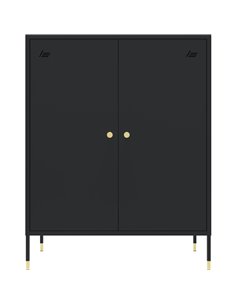 Metal Storage Cabinet 2 Doors &amp 2 Shelves 800x400x1015mm Black | Stalwart DA-HMA09
