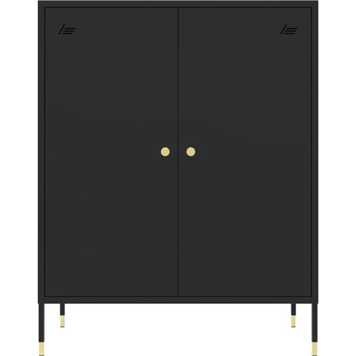 Metal Storage Cabinet 2 Doors &amp 2 Shelves 800x400x1015mm Black | Stalwart DA-HMA09