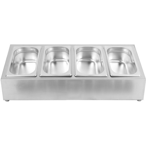 Commercial Condiment Holder including 4xGN1/4-150mm containers with lid Stainless steel | Stalwart DA-CHE04AD