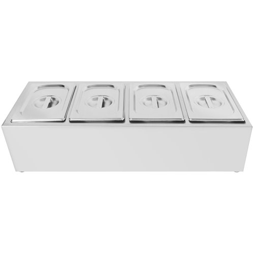 Commercial Condiment Holder including 4xGN1/4-150mm containers with lid Stainless steel | Stalwart DA-CHE04AD