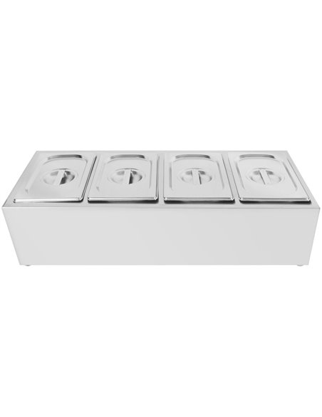 Commercial Condiment Holder including 4xGN1/4-150mm containers with lid Stainless steel | Stalwart DA-CHE04AD