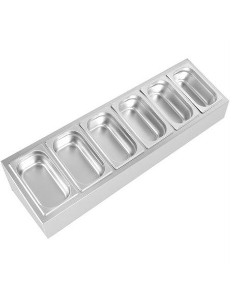 Commercial Condiment Holder including 6xGN1/4-150mm containers with lid Stainless steel | Stalwart DA-CHE06AD