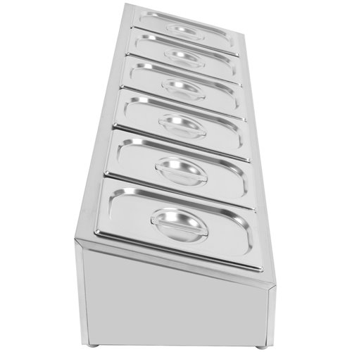 Commercial Condiment Holder including 6xGN1/4-150mm containers with lid Stainless steel | Stalwart DA-CHE06AD