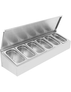 Commercial Condiment Holder with lid including 6xGN1/4-150mm containers Stainless steel | Stalwart DA-CHE06ADFL