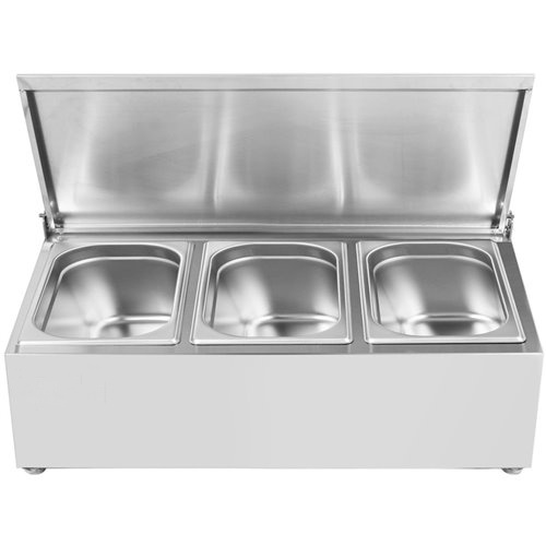 Commercial Condiment Holder with lid including 3xGN1/4-150mm containers Stainless steel | Stalwart DA-CHE03ADFL