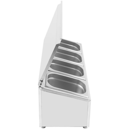 Commercial Condiment Holder with lid including 4xGN1/4-150mm containers Stainless steel | Stalwart DA-CHE04ADFL