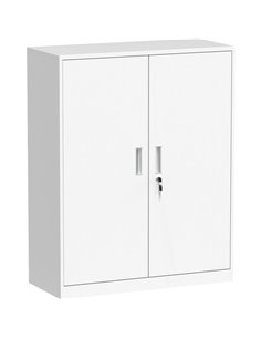 Commercial Metal Storage Cabinet Lockable with 2 Shelves 800x400x900mm White | Stalwart DA-HDWAC02A